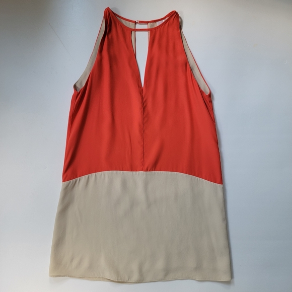 PARKER Crosby Color Block Keyhole Silk Dress - Picture 3 of 13